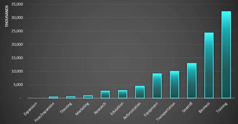 Awarded grants by project type.