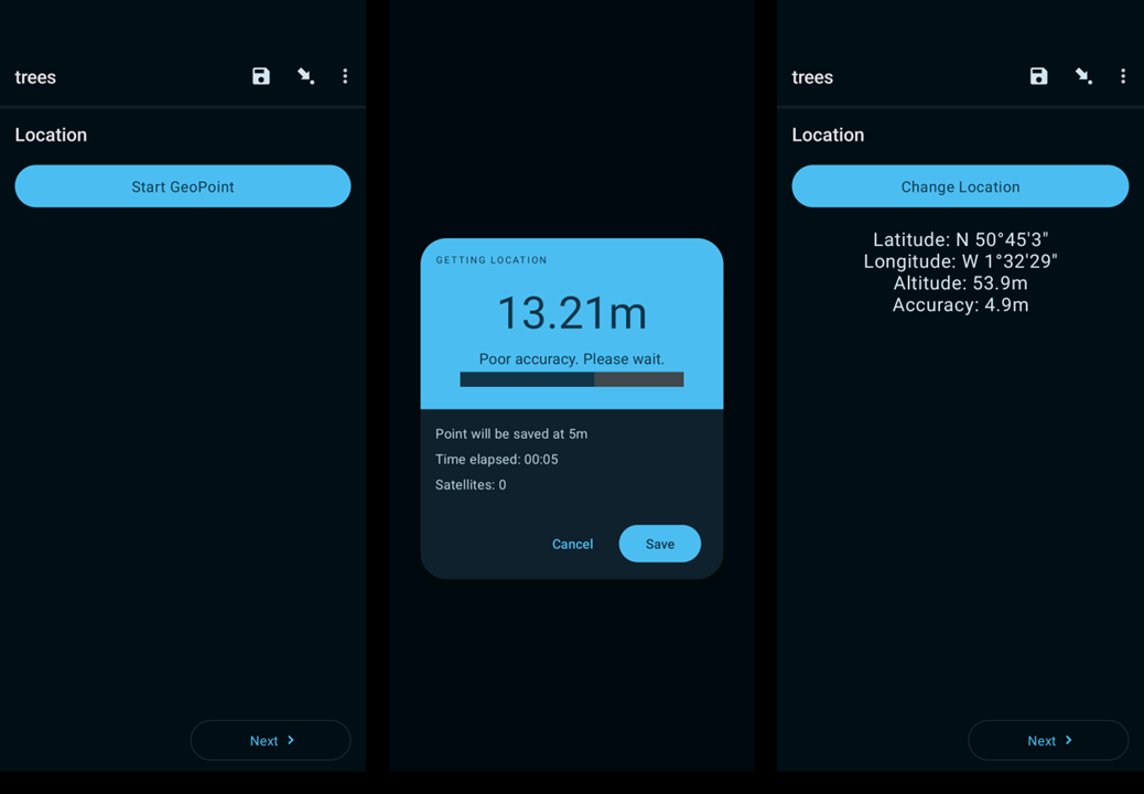 Location screens.