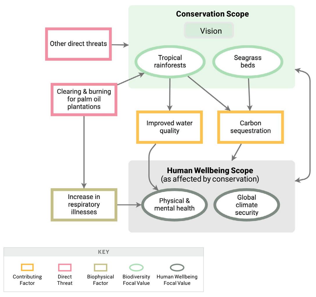 Example situation model extract with human wellbeing focal values.