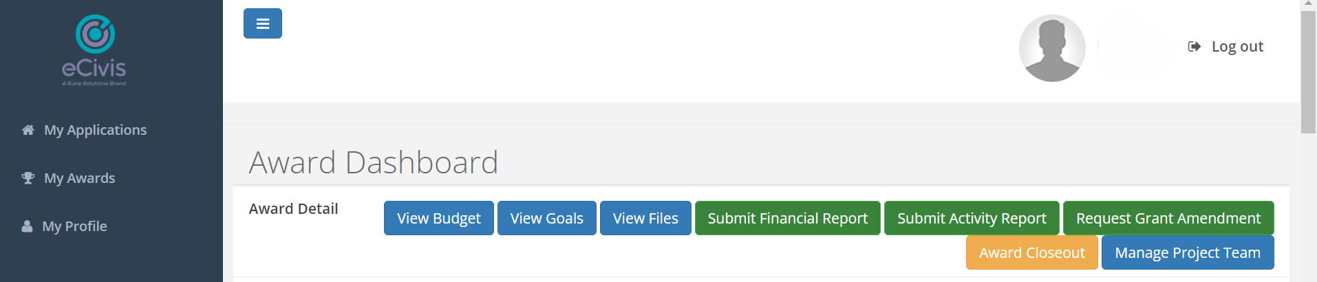Option 2 to create and submit an Activity Report is to click the green button that says “Submit Activity Report.”