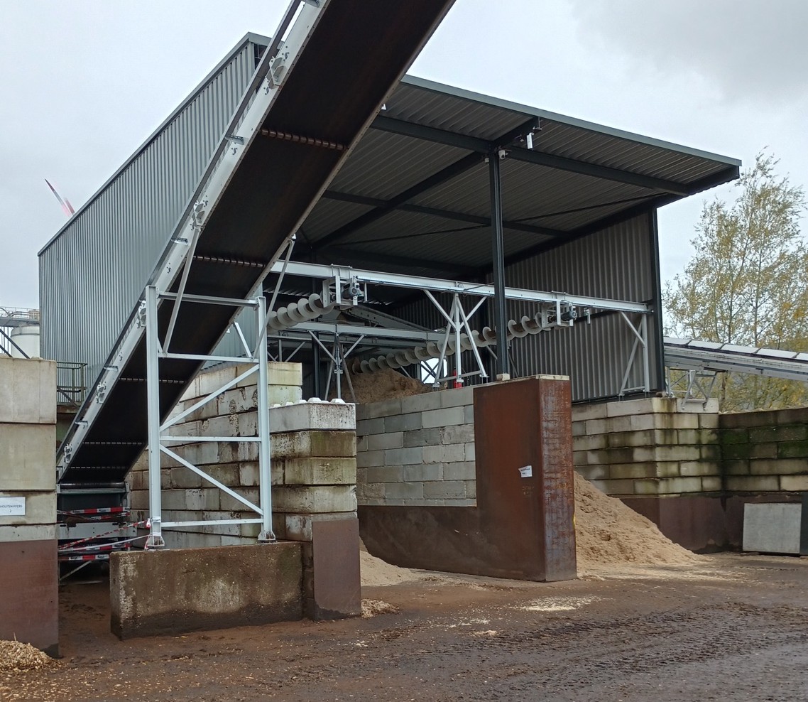 Wood fiber storage bunker in the Netherlands.