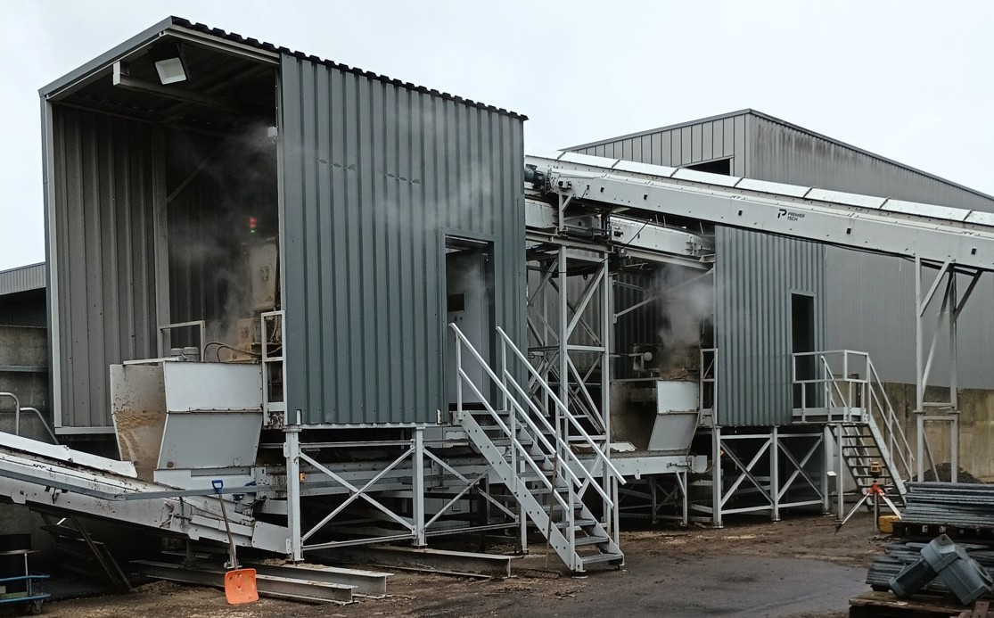 Fiber extruder at a wood fiber substrate production facility in Amsterdam. Plumas Wood Fiber’s facility will include a similar production line.