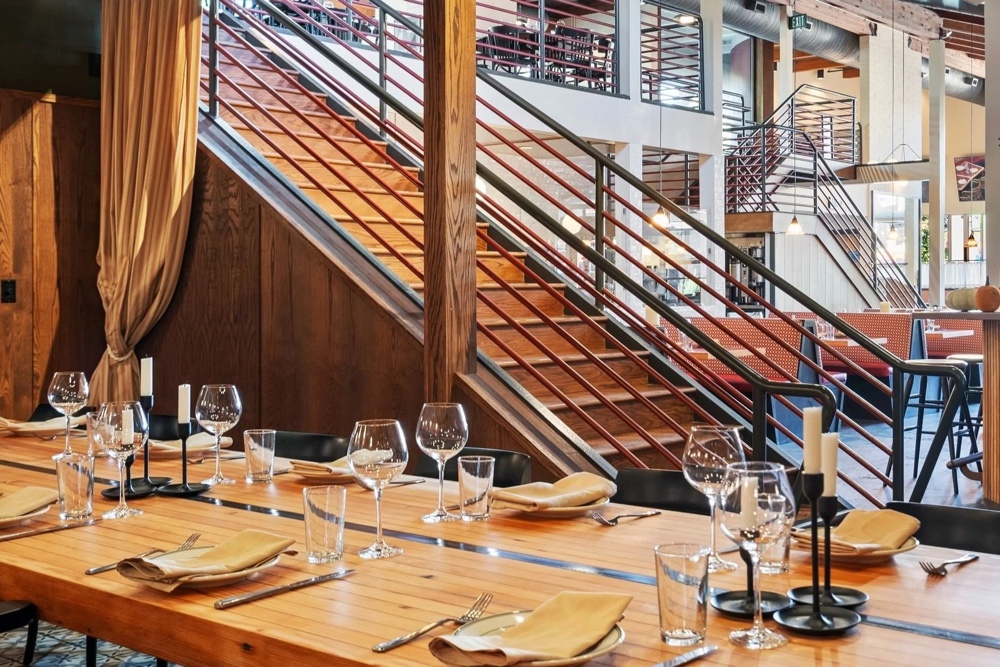 Custom restaurant interior using Forestree crafted wood products.