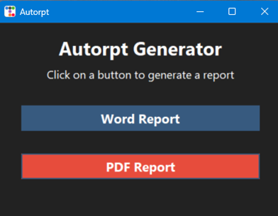 Graphical user interface for autorpt.