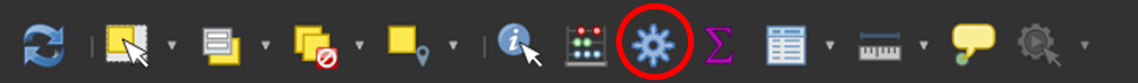 Toolbar showing the attributes icon (red circle).