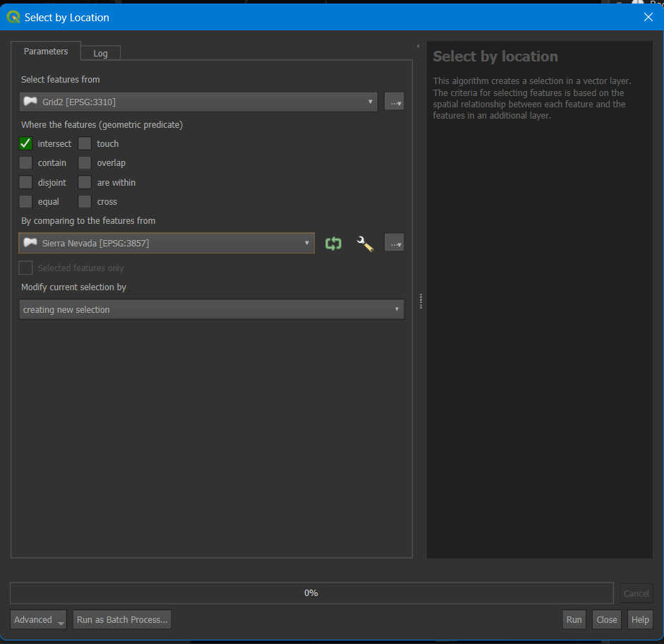 Select by Location tool.