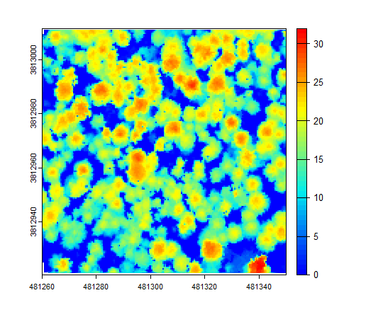 Rasterized canopy height model.