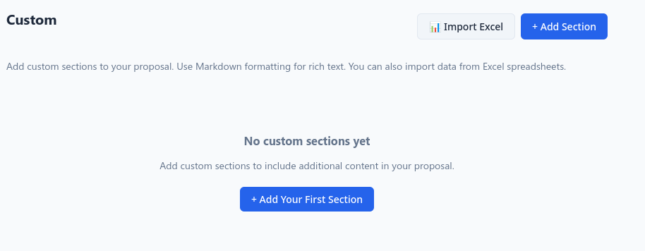 Custom sections