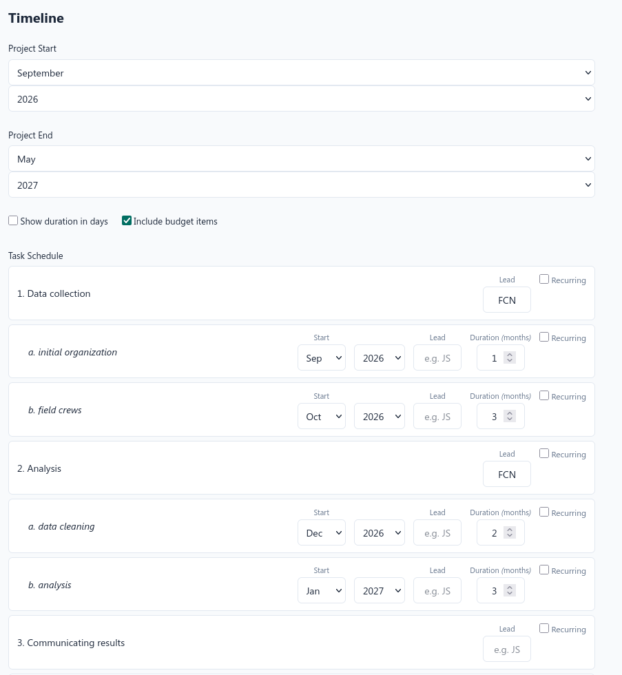 Timeline tab